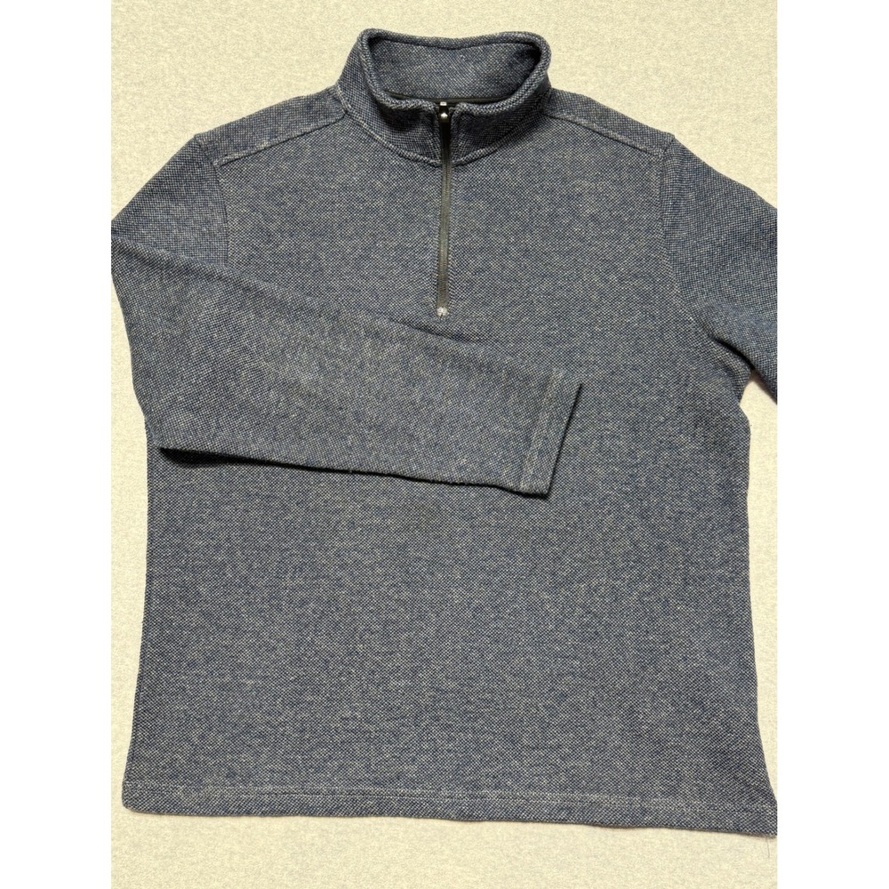 Fairlane & Sons Mens Blue Textured Knit Quarter Zip‎ Pullover Sweater Large
